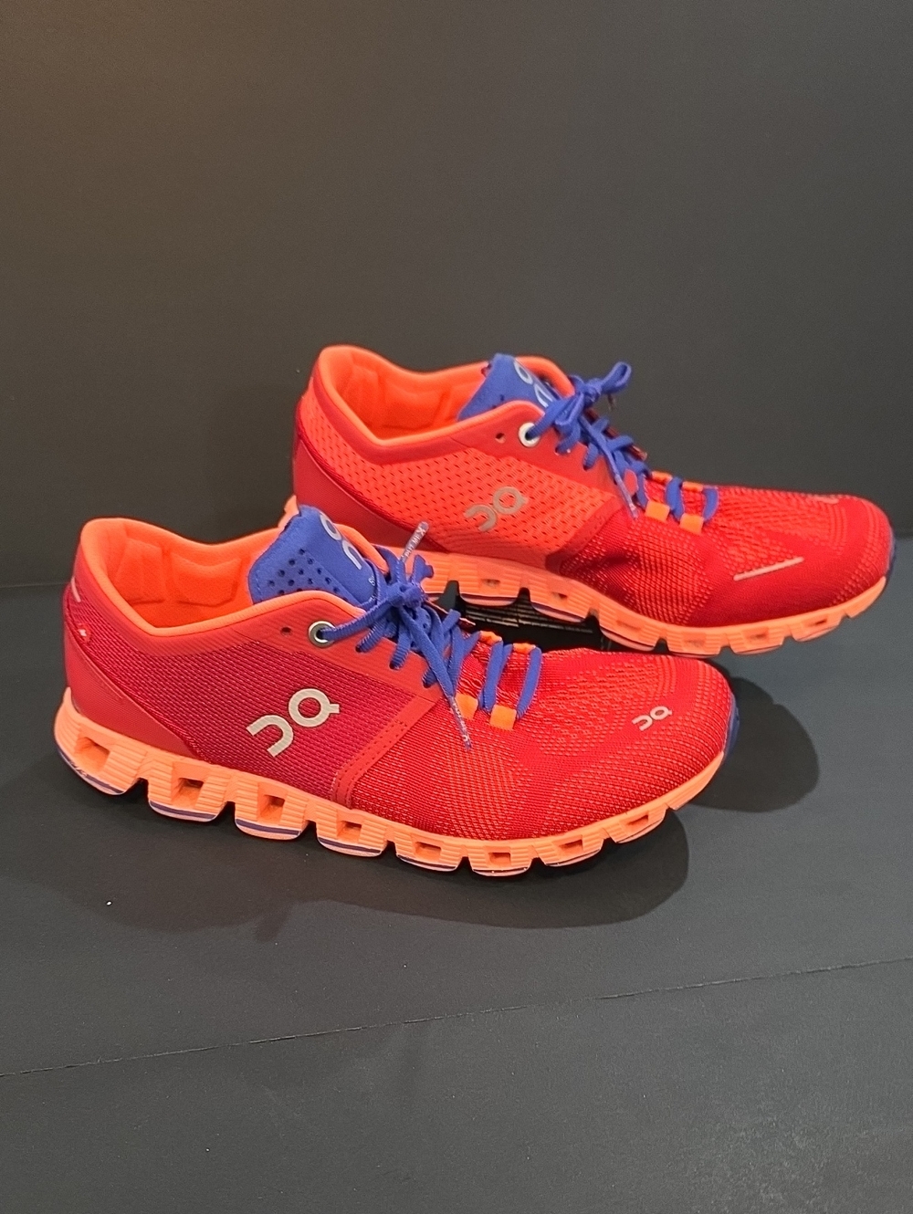 On Running Cloud X Women's  - Red & Orange with Blue Accents Size 7.5